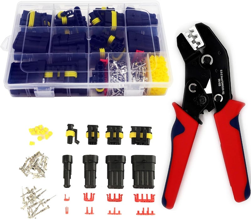 Twippo 352Pcs Waterproof Electrical Connector Terminals Automotive Electrical Wire Connectors 1/2/3/4 Pin Connector with Ratchet Crimping Tool - Image 1